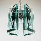 Fontana Arte Art Glass Pendant Lamp: Italian MCM 70s Design