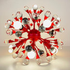 Mid-century red Murano pendant lamp Sputnik, Italy 1970s, Vintage lighting Space age
