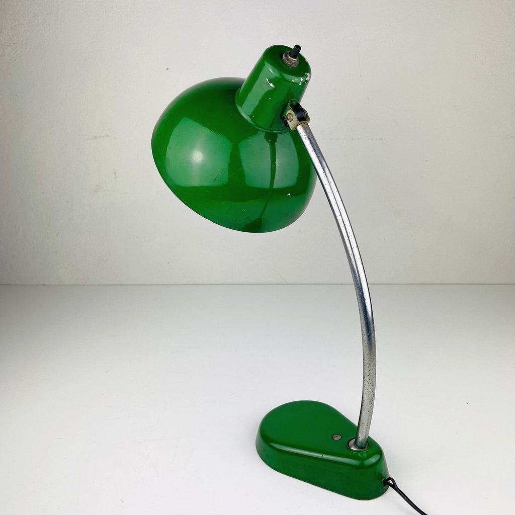 Green Industrial metal desk lamp A.Perazzone TORINO Italy 1960s Mid-century office table lamp