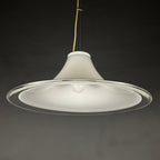 Murano glass white pendant lamp Italy 1970s Mid-century lighting XL ceiling lamp