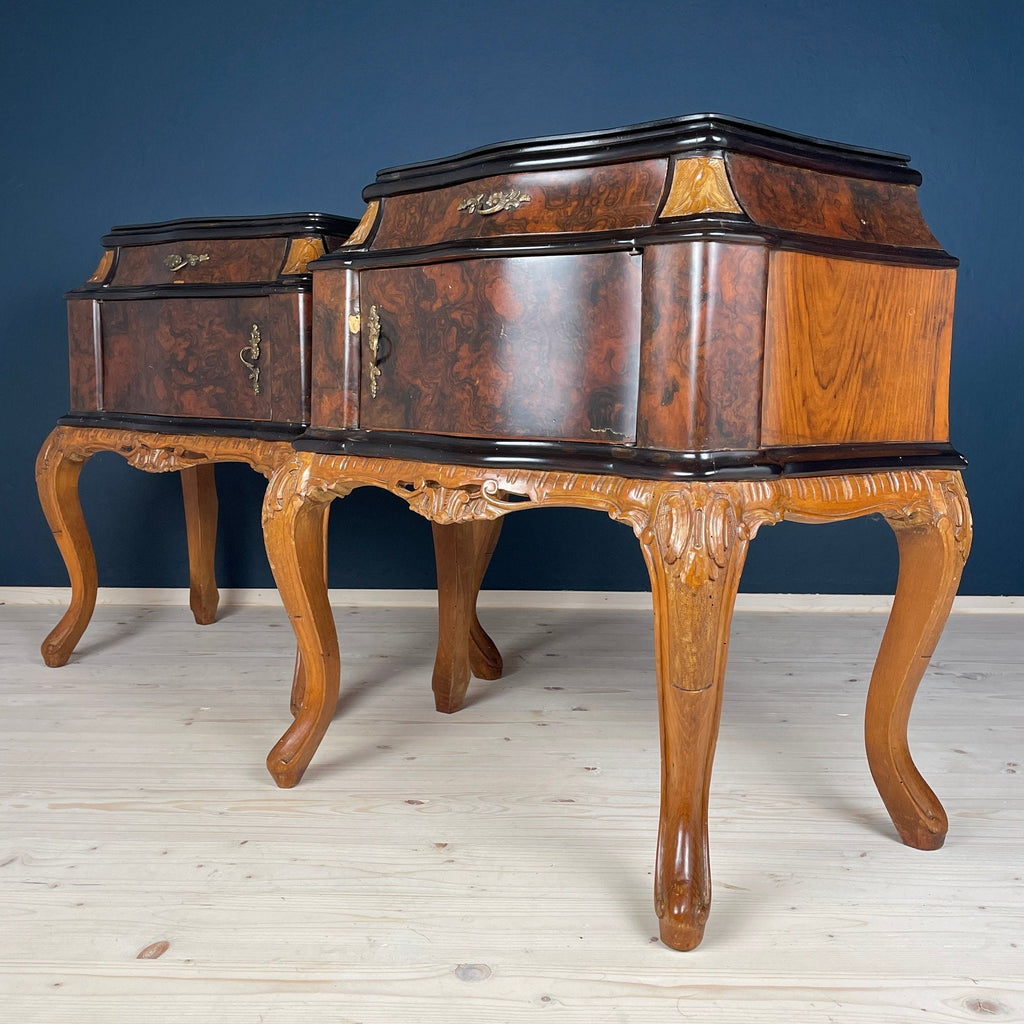 Vintage wood nightstands Italy 1950s Set of 2