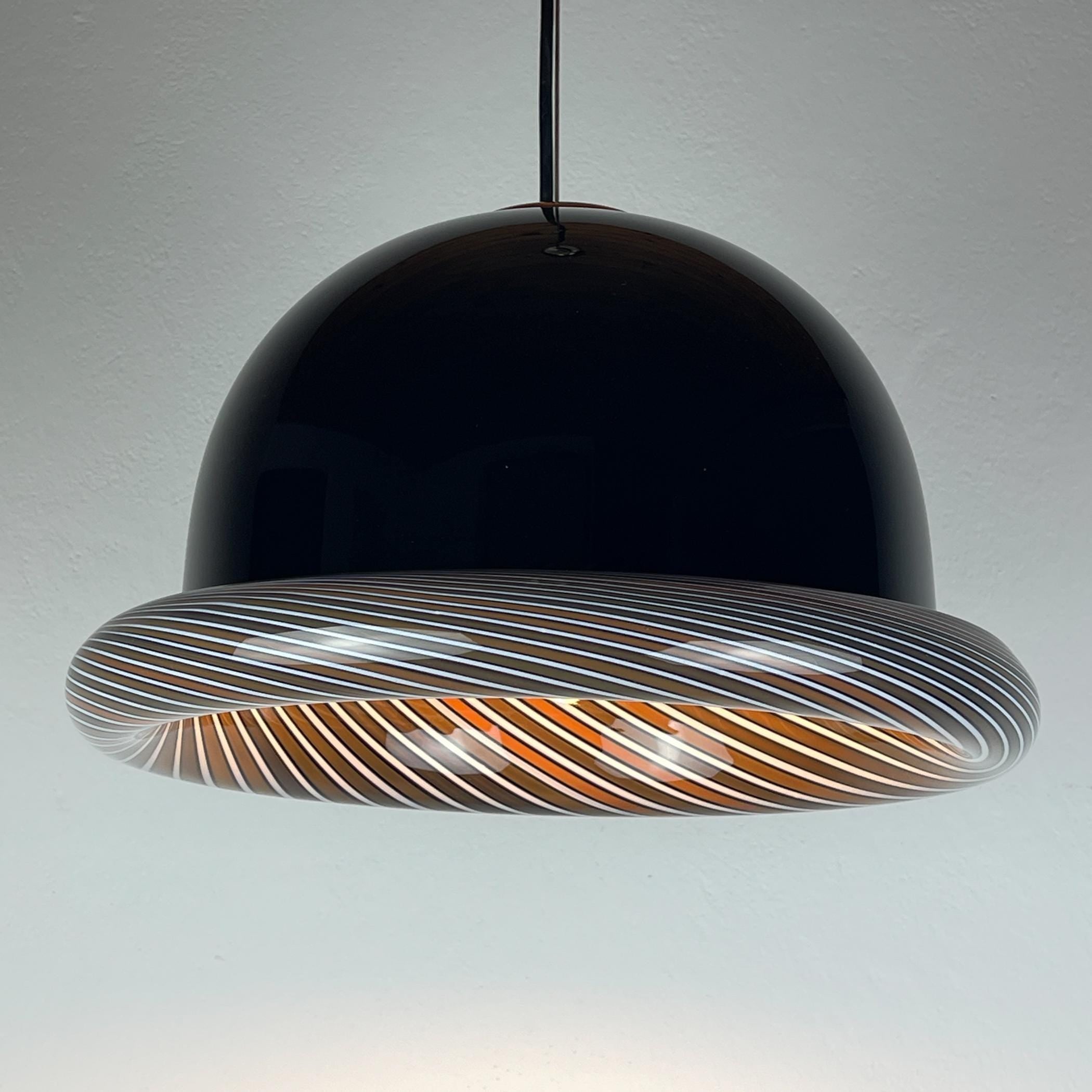 Vintage Murano black pendant lamp by Lino Tagliapietra for VeArt, Italy 1960s