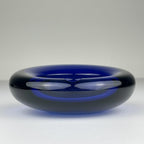 Original blue glass ashtray by Per Lütken for Holmegaard, Denmark, 1962