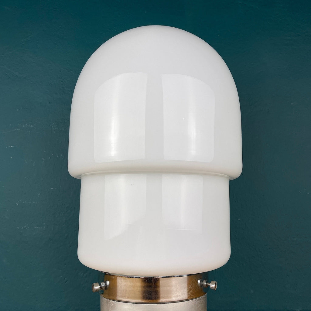 Vintage White Opaline Glass Table Lamp: Italian Mid-Century Modern Lighting