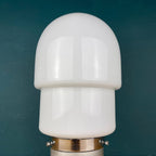 Vintage White Opaline Glass Table Lamp: Italian Mid-Century Modern Lighting