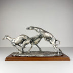 Vintage silver sculpture "Racing Greyhounds" by Angelo Schiavon, Italy 1960s
