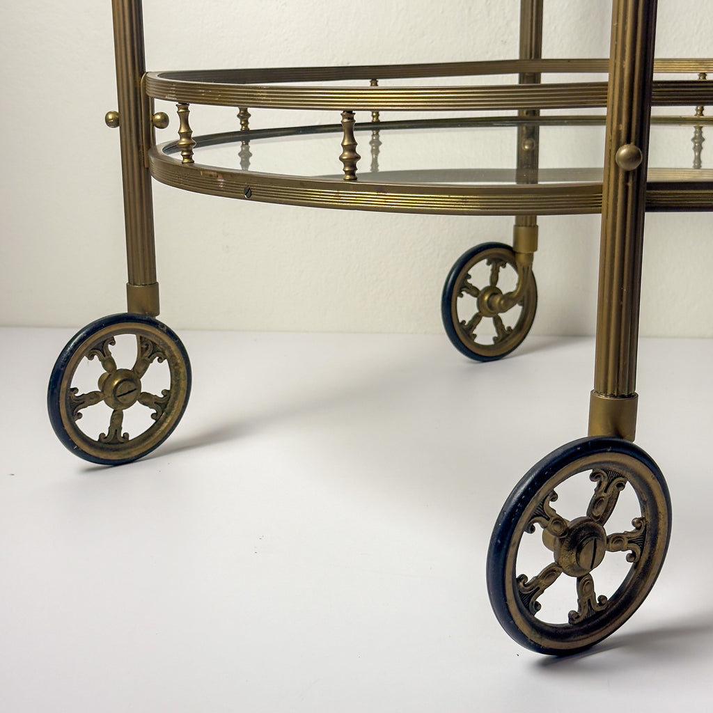 Vintage brass bar cart, France 1950s