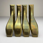 Antique Art Nouveau Brass Curtain Rod Brackets, Set of 4, Austria 1900s