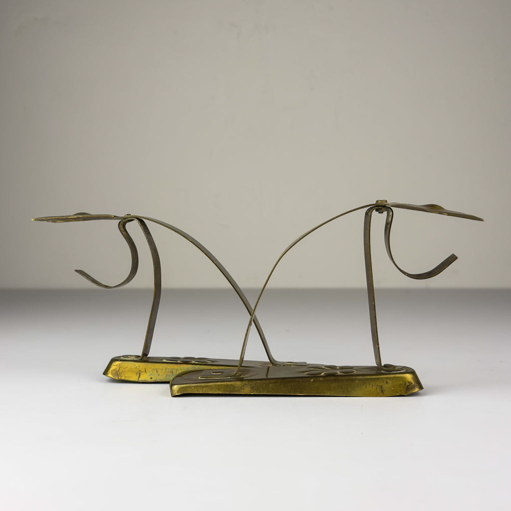 Antique Art Nouveau Brass Curtain Rod Brackets, Set of 2, Austria 1900s