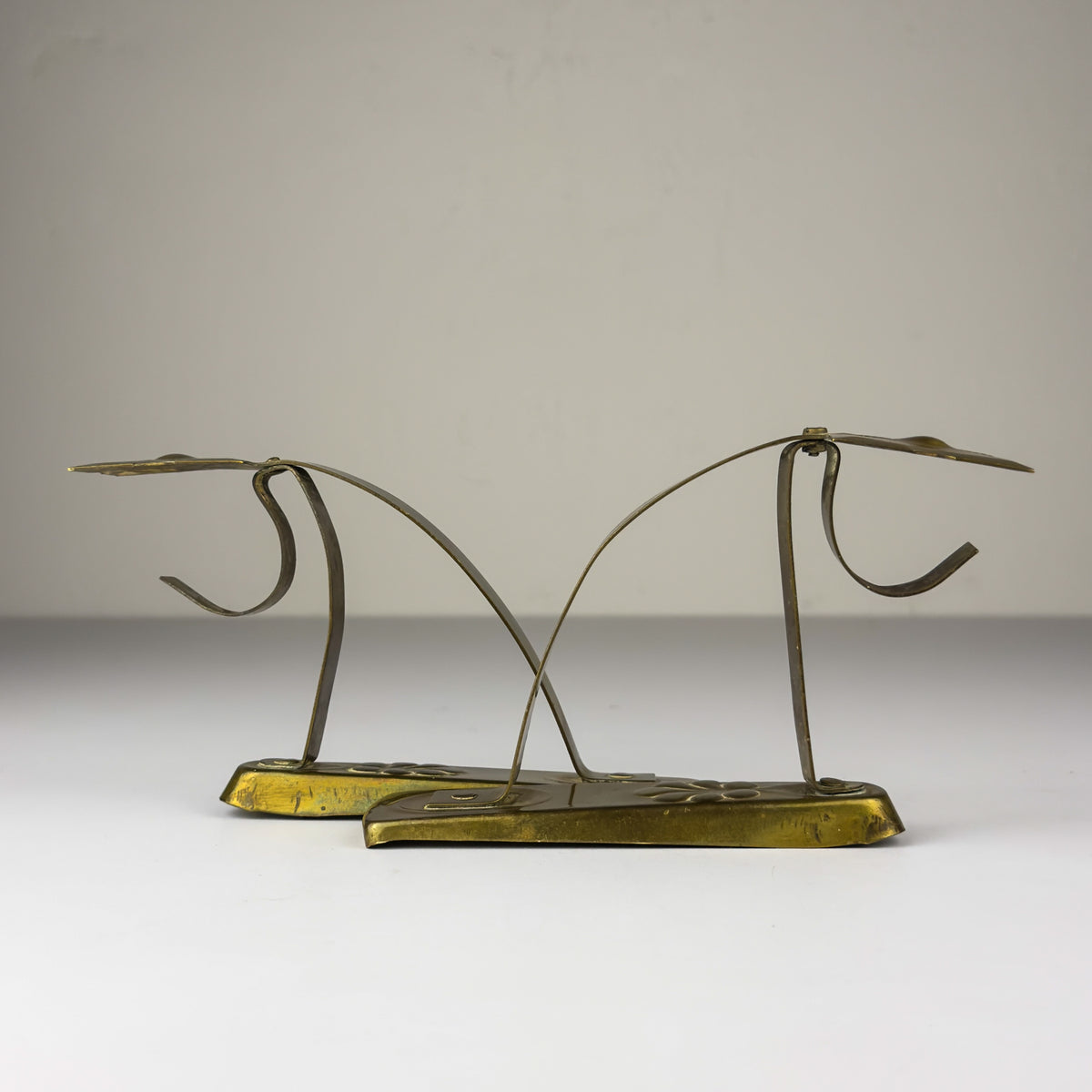 Antique Art Nouveau Brass Curtain Rod Brackets, Set of 2, Austria 1900s