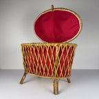 Vintage rattan basket, Italy 1950s