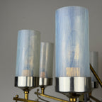 Large Sculptural Italian Mid-Century Chandelier in Brass and Glass, Italy 1950s