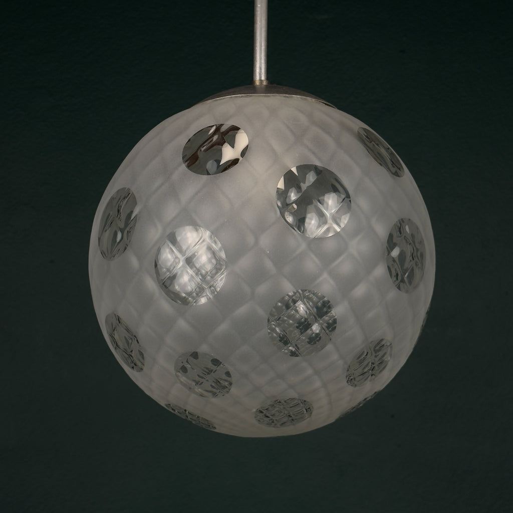 Vintage murano sphere ball pendant lamp Italy 1950s, Mid-century italian lighting