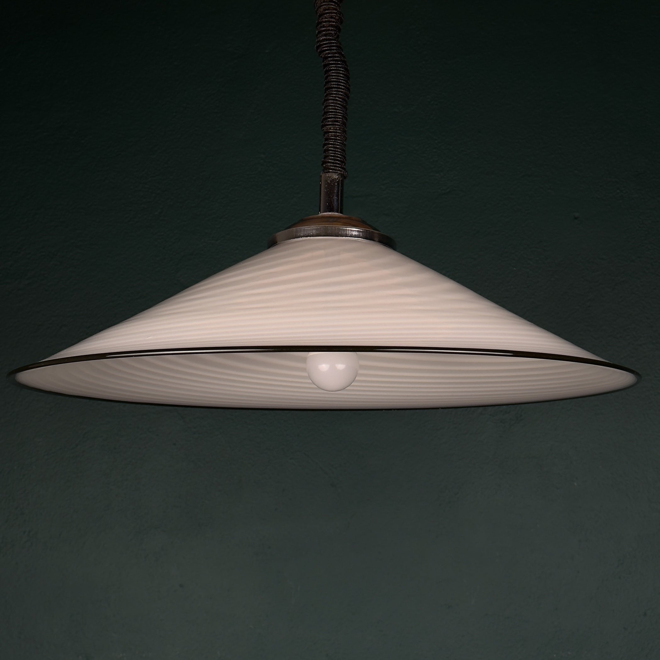 Vintage Swirl Murano Glass Pendant Lamp, Italy 1970s