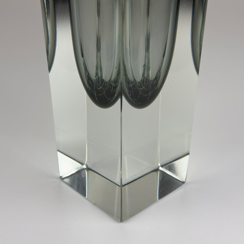 Sommerso gray Murano glass vase, style Flavio Poli, Italy 1970s