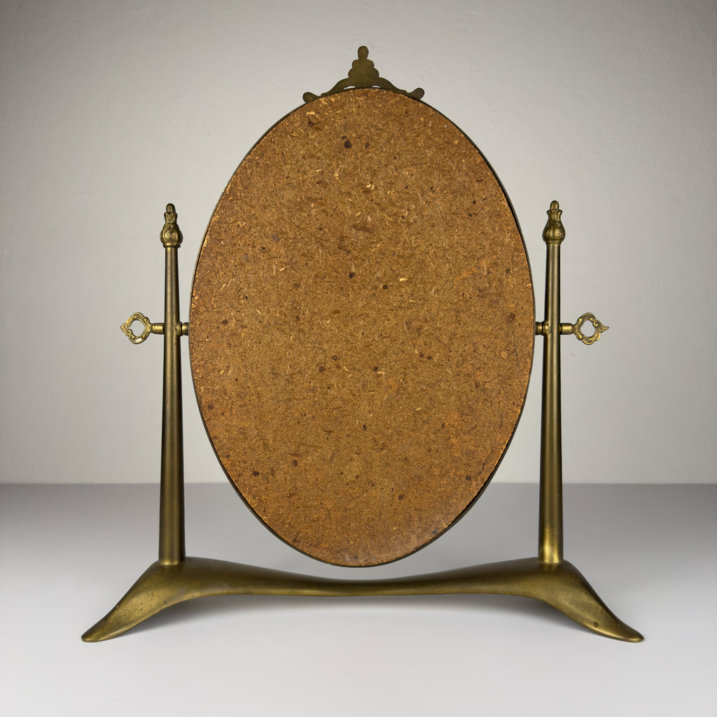 Vintage tabletop vanity mirror from brass, Italy, 1950s
