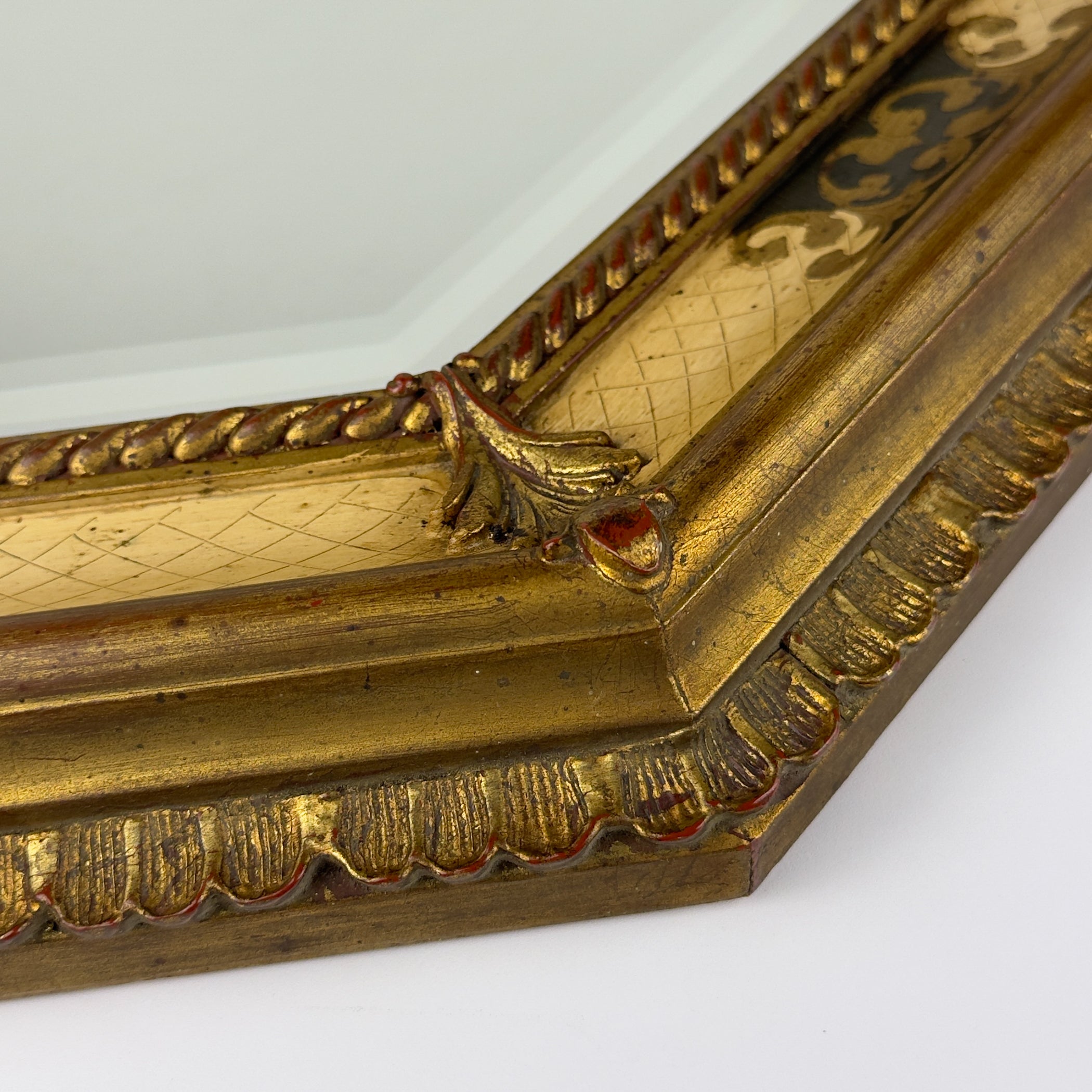 Vintage Large Wooden Wall Mirror, Italy 1930s