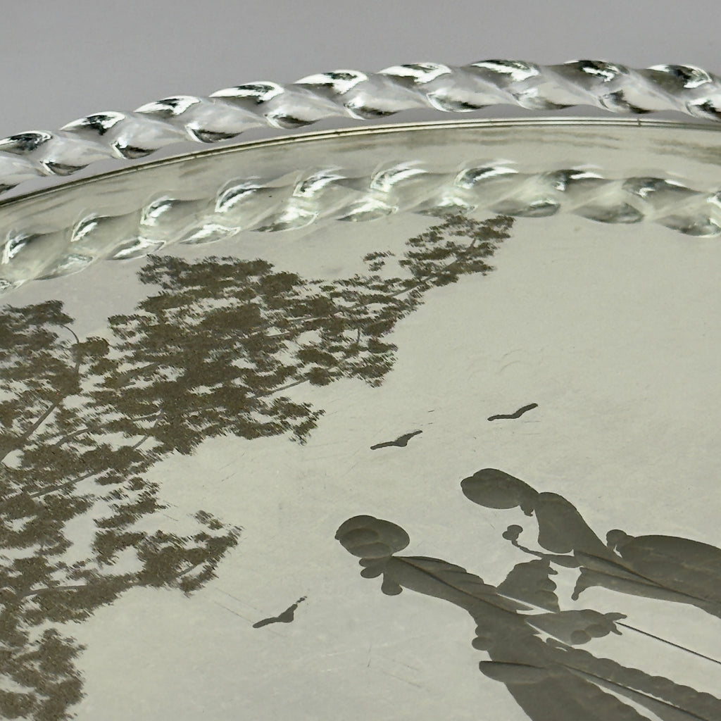 Vintage Venetian glass Mirror Tray, Italy 1950s