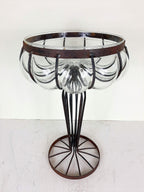 Vintage Glass Metal Vase 1970s Yugoslavia Handmade Patina Fruit Vase