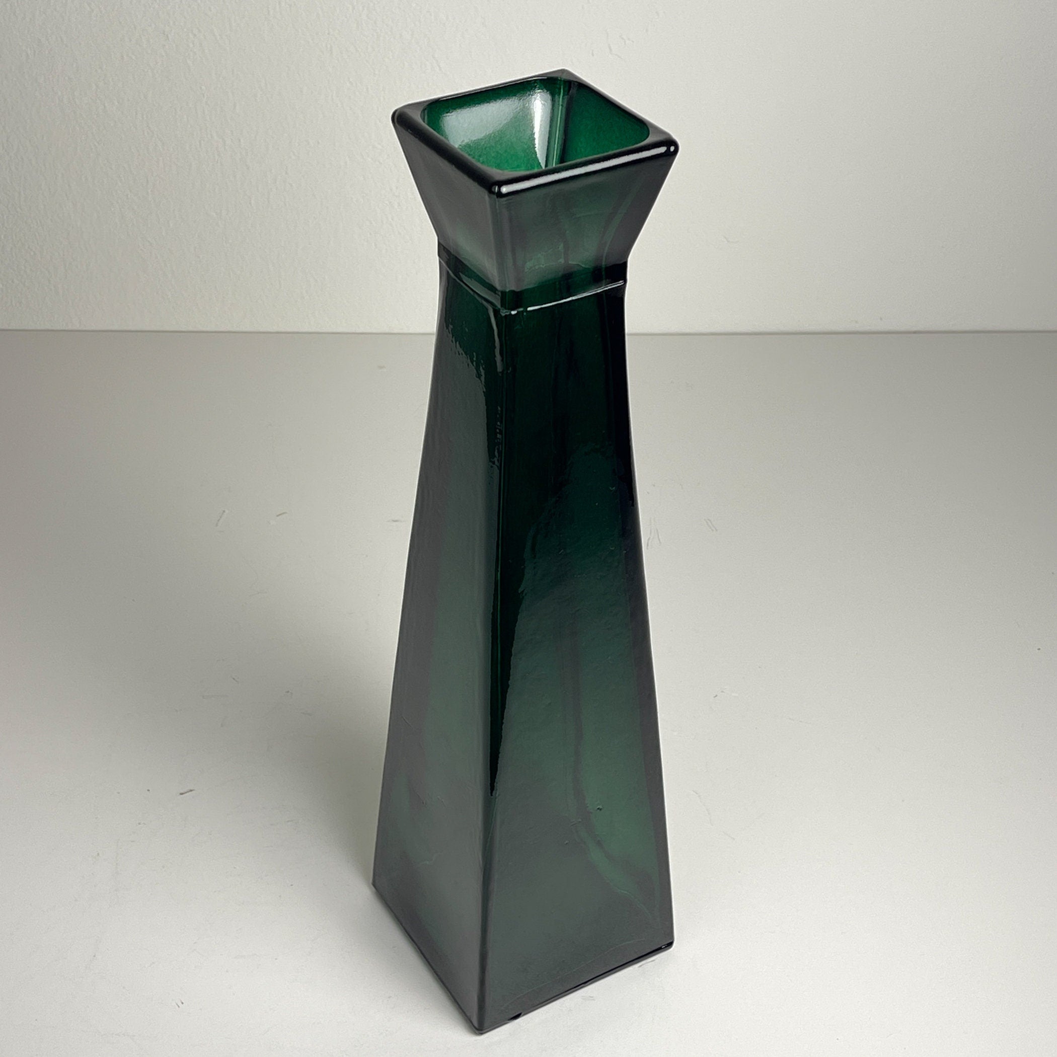 Vintage green bottle glass vase, Italy, 1980s