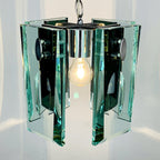Fontana Arte Art Glass Pendant Lamp: Italian MCM 70s Design