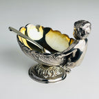 Vintage Silver-Plated Caviar Server with Spoon - Royal Family Sheffield Italy