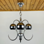 Vintage Italian Eyeball Pendant Lamp: Chrome Space Age Lighting, 1970s