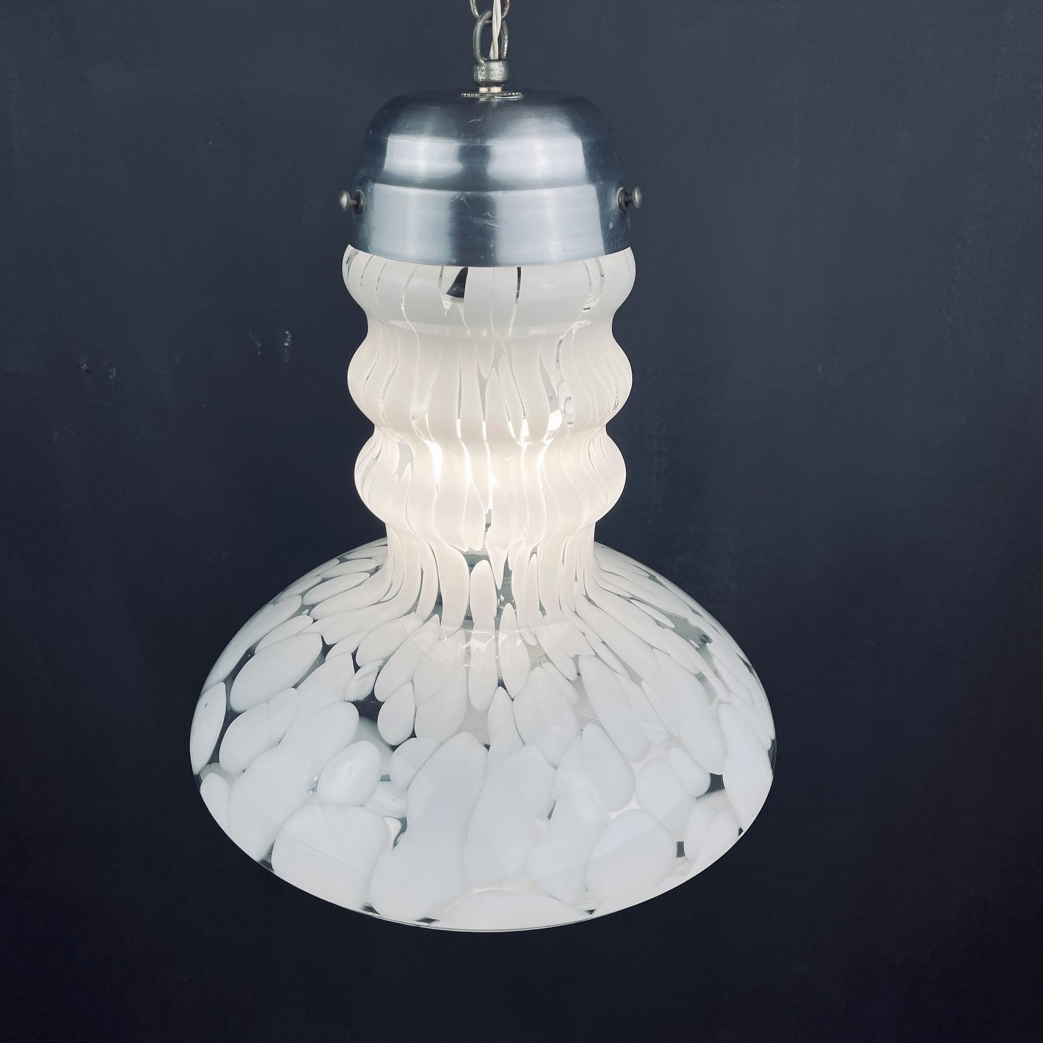 White murano pendant lamp by Carlo Nason for Mazzega, Italy 1960s