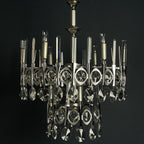 Gaetano Sciolari Chandelier: Mid-Century Modern Italian Crystal Glass, 1970s