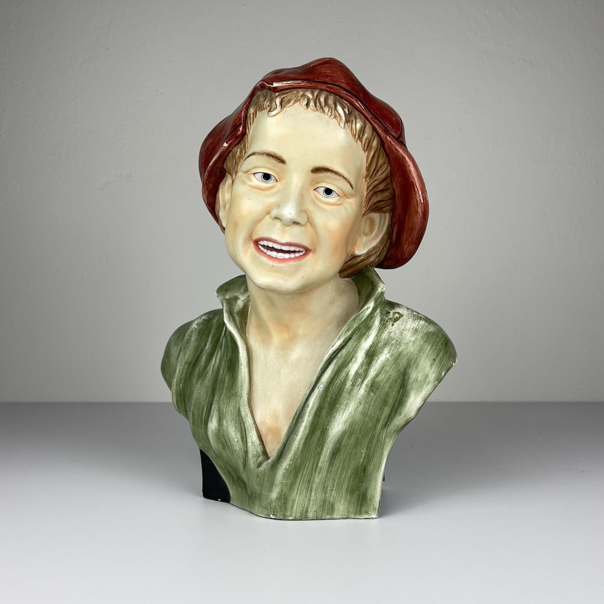 Vintage terracotta bust Boy, COIMBRA, Portugal 1960s, Vintage home decor