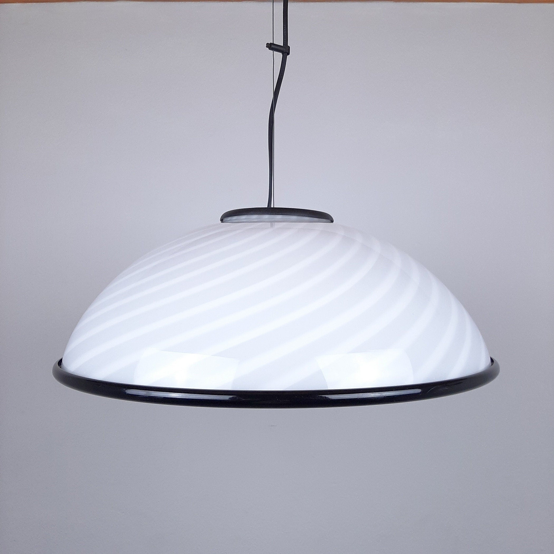 Murano pendant lamp White and Black, Italy 1980s