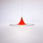 Mid-century pendant lamp Italy 60s Red retro chandelier space age atomic vintage lighting