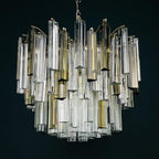 Original cascade Murano glass Crystal Prism Chandelier from Venini, Italy 1970s