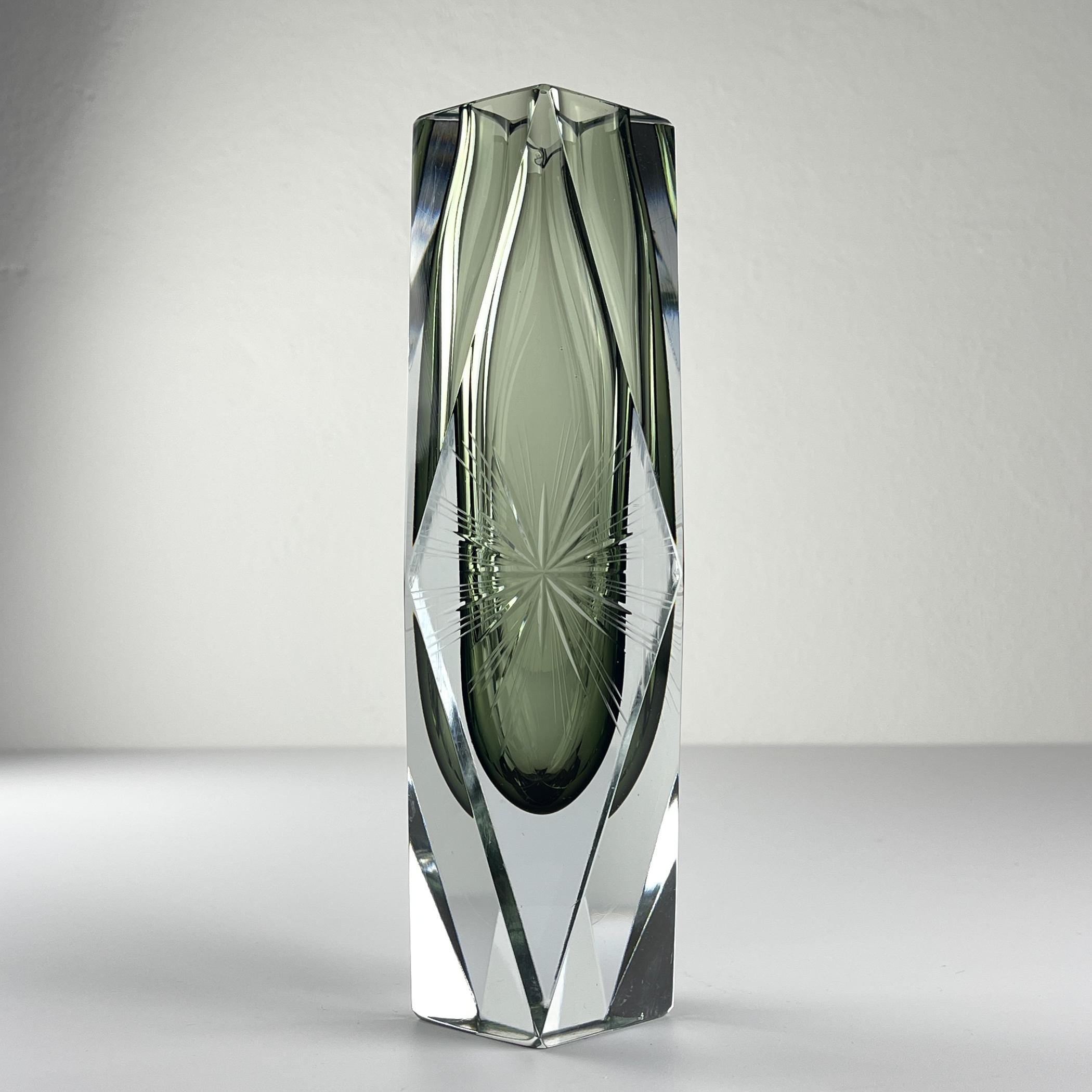 Original Sommerso Murano glass Vase by Pagnin & Bon, Italy 1960s, Vintage home decor
