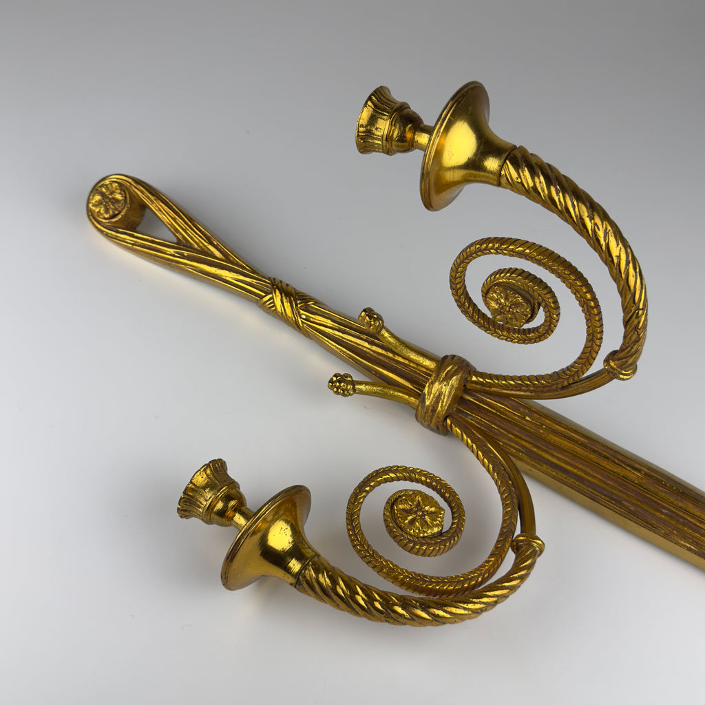 Large Bronze Wall Candle Sconce, France 1950s