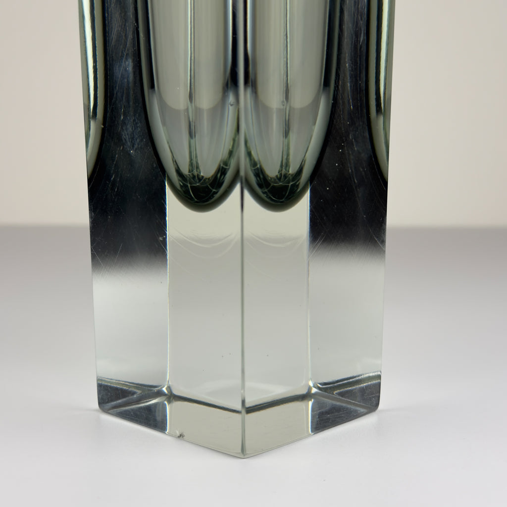 Sommerso gray Murano glass vase, style Flavio Poli, Italy 1970s