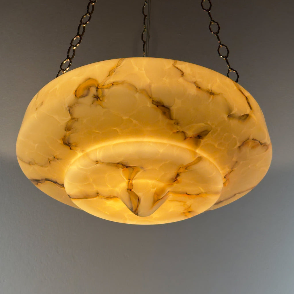 Art Deco yellow glass pendant lamp, Italy 1930s