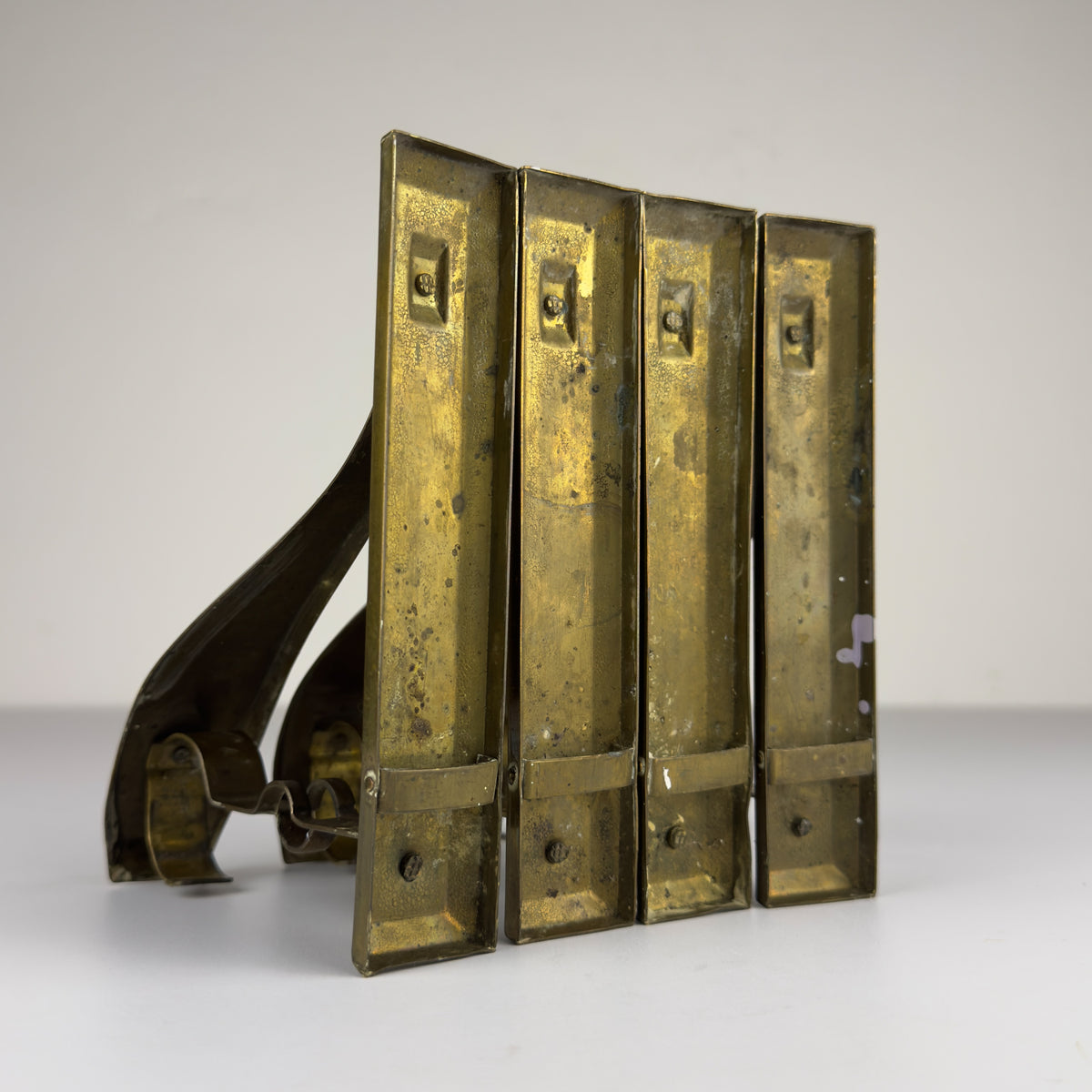 Antique Art Nouveau Brass Curtain Rod Brackets, Set of 4, Austria 1900s