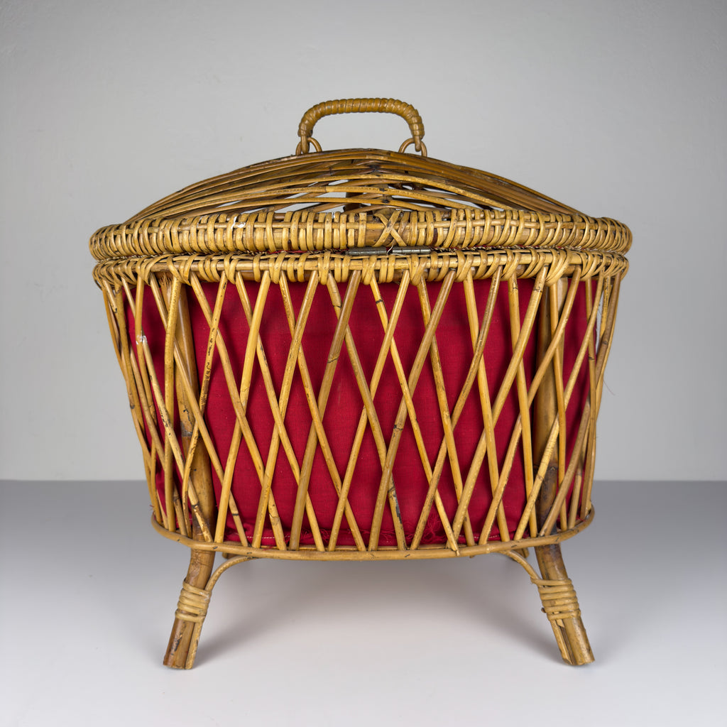 Vintage rattan basket, Italy 1950s
