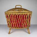 Vintage rattan basket, Italy 1950s