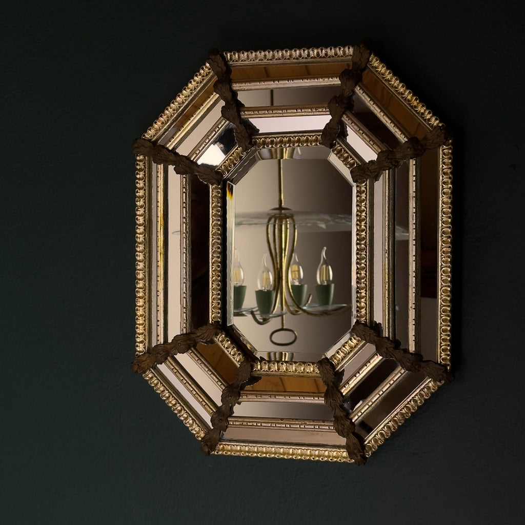 Vintage Octagonal Murano Mirror, Italy 1950s