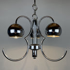 Vintage Italian Eyeball Pendant Lamp: Chrome Space Age Lighting, 1970s