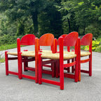 Set Of 6 Red Chairs mod. Padova By Hank Lowenstein, Italy 1970s