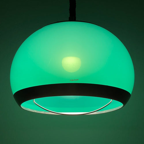 Mid-century green plastic pendant lamp by Stilux Milano, Italy, 1972, Vintage home decor
