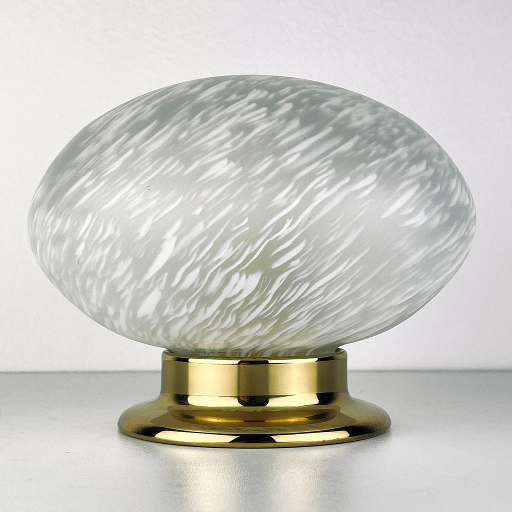 Vintage Murano Glass Night Lamp: Swirl Sphere Table Lamp, Italy 1980s
