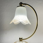 Pair of vintage night table lamp Italy 1970s Retro table lamps white and brass