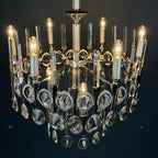 Gaetano Sciolari Chandelier: Mid-Century Modern Italian Crystal Glass, 1970s