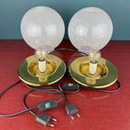 Vintage Murano Glass Table Lamps: F.Fabbian Italian Modern Sphere Set