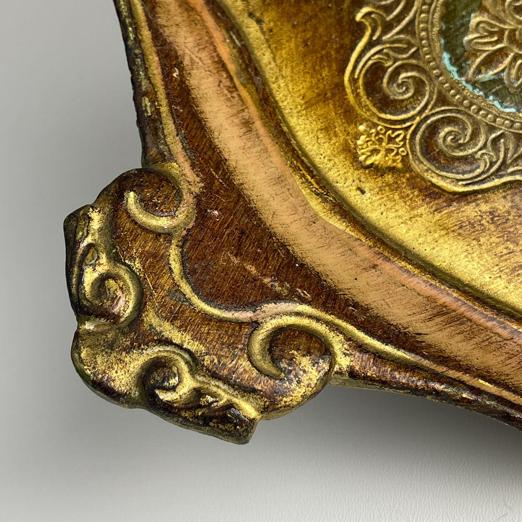 Vintage Small Wooden Florentine Gilt Tray, Italy 1950s