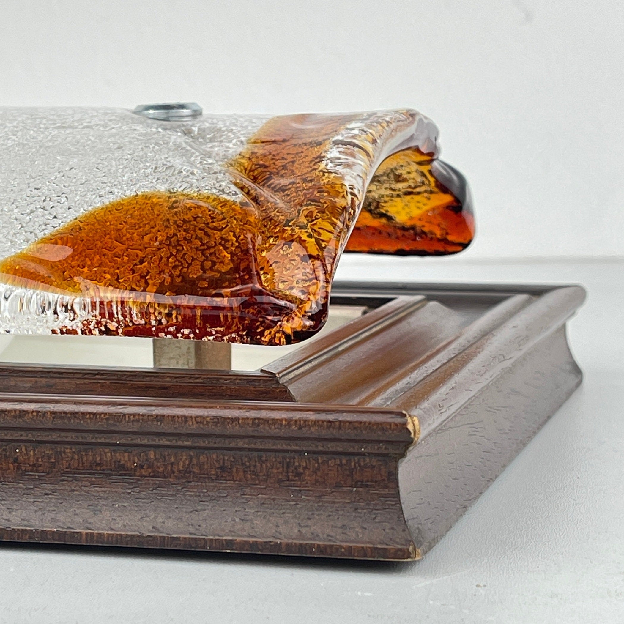 Vintage Wood Murano Wall lamp Italy, 1970s MCM Sconce Lamp